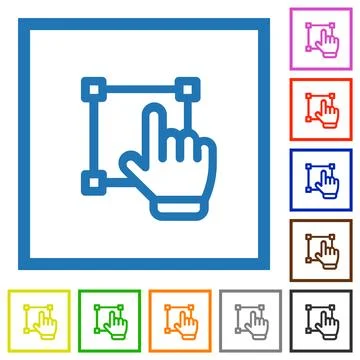 Visual editing outline flat framed icons Illustrazione stock