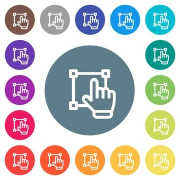 Visual editing outline flat white icons on round color backgrounds Stock Illustration