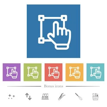 Visual editing outline flat white icons in square backgrounds Stock Illustration