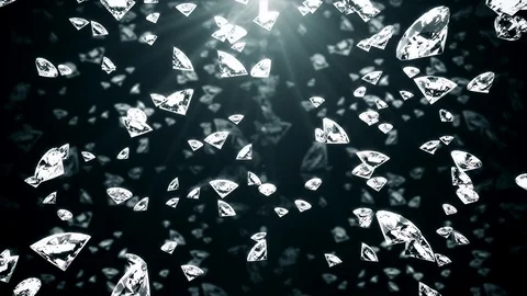 Visual effect. crystals glittering in rays of light fall on a black background Stock Footage 122745066