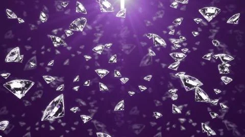 Visual effect. crystals glittering in rays of light fall on a purple background 스톡 일러스트