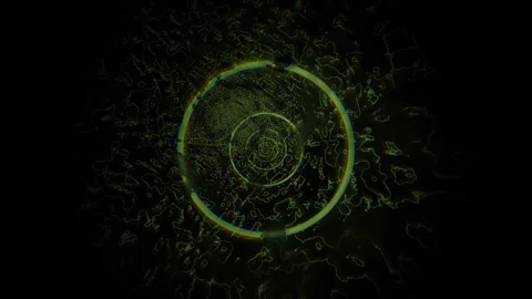 Visual effect of green circular patterns on black Stock Footage 339964815