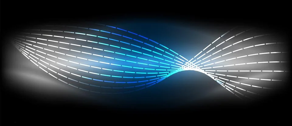 Visual effect lighting of a blue and white wave on a black background Stock Illustration