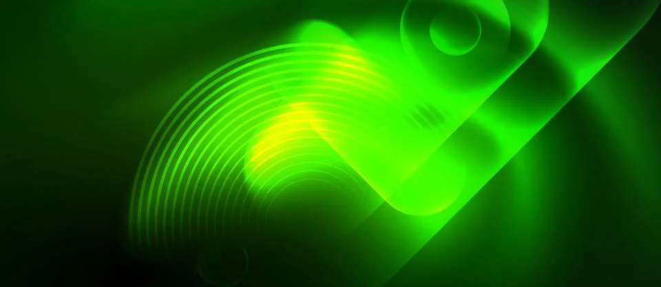 Visual effect lighting creates a neon green and yellow wave amidst darkness Stock Illustration