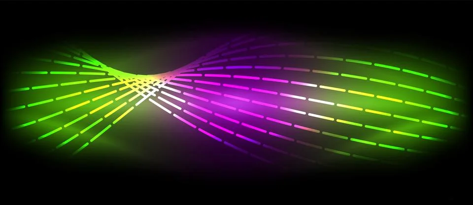 Visual effect lighting with purple, water, and neon beams on a black backdrop 스톡 일러스트