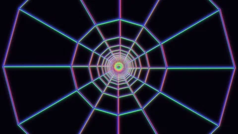 Visual effect of neon web structure with intricate lines in dark space Stock Footage 337233922