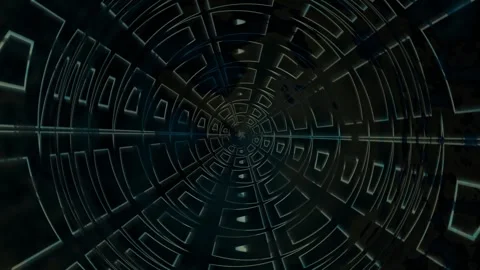 Visual effect of rotating shapes in dark space Stock Footage 339800694