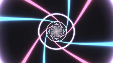 Visual effect of swirling neon lights in a dark space Stock Footage 340846708