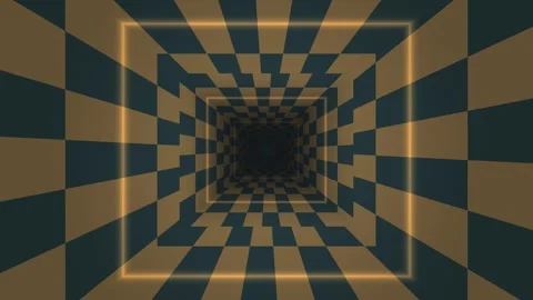 Visual effect of a tunnel with checkered pattern and Stock Footage 339573983