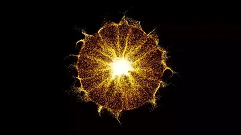 Visual effects, VFX, particle sun on black background 3D animation. Use Stock Footage 274463284