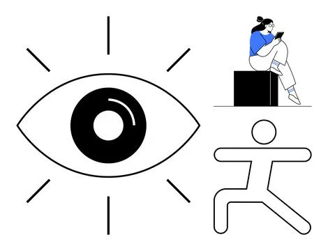 Visual elements of observation, learning, and activity incorporating a larg.. Stock Illustration