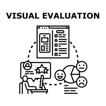 Visual evaluation process analyzing website and app user experience Stock Illustration