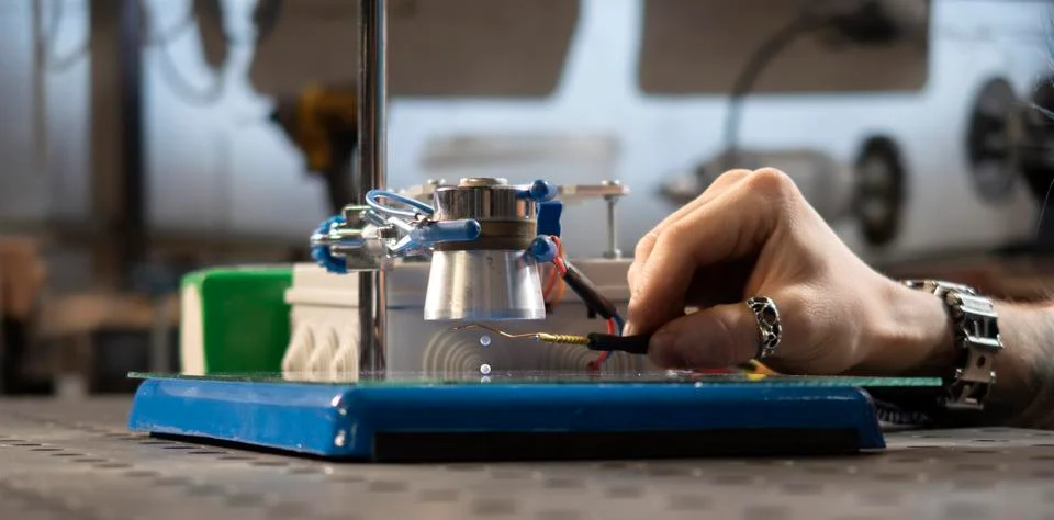 Visual experiments in physics and chemistry from the school curriculum Stock Photos