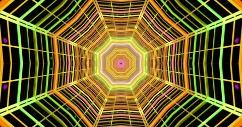 Visual exploration through vibrant geometric patterns in seamless Stock Footage 315916710