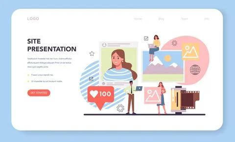 Visual graphic content web banner or landing page. Idea of digital strategy 스톡 일러스트