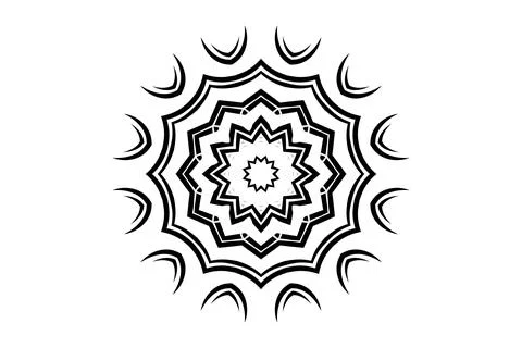 Visual Harmony Mandala Circular Geometry BW Stock-Illustration