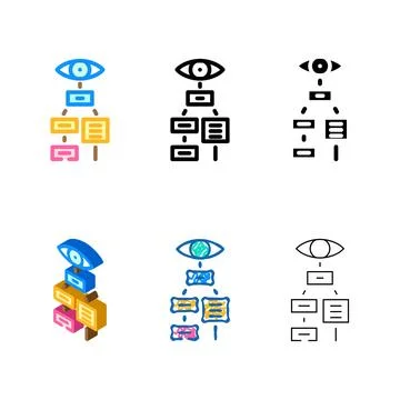 Visual hierarchy ux pack ui design color icon vector Stock Illustration
