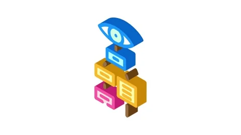 Visual hierarchy ux ui design isometric icon animation Stock Footage 327287783
