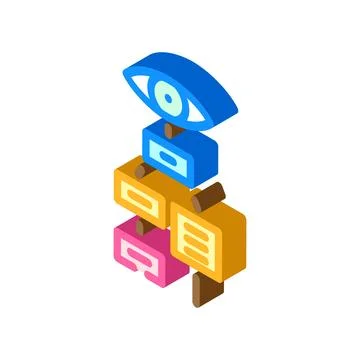 Visual hierarchy ux ui design isometric icon vector illustration Stock Illustration