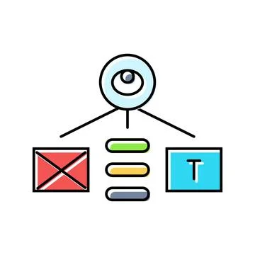 Visual hierarchy ux ui design color icon vector illustration Illustrazione stock