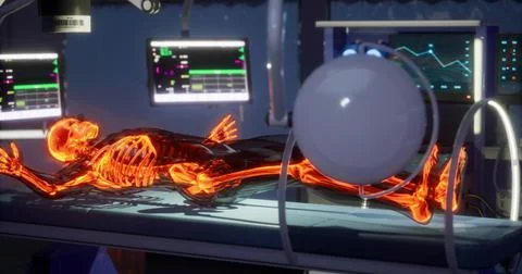 Visual of human bones in a tech enhanced medical setting 스톡 일러스트
