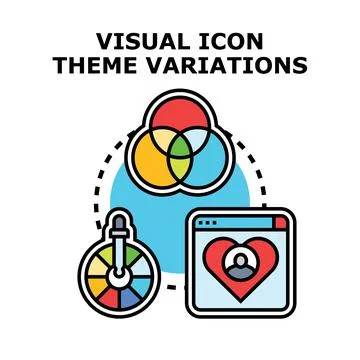 Visual icon theme variations and color palette selection Stock Illustration