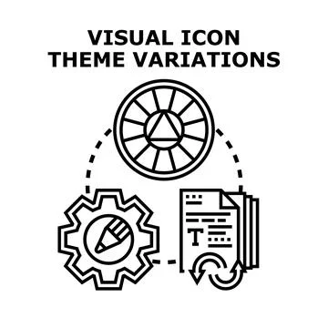 Visual icon theme variations and creative design process Stock Illustration