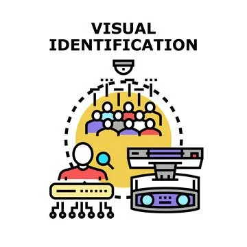 Visual identification system scanning people for biometric recognition Stock Illustration