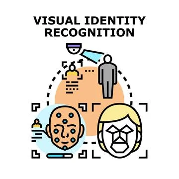 Visual identity recognition system scanning human faces Stock Illustration