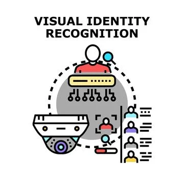Visual identity recognition system working with security camera Stock Illustration