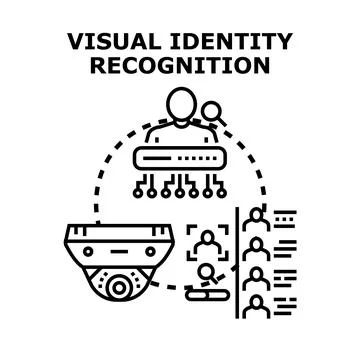 Visual identity recognition system working with security camera Ilustración de archivo