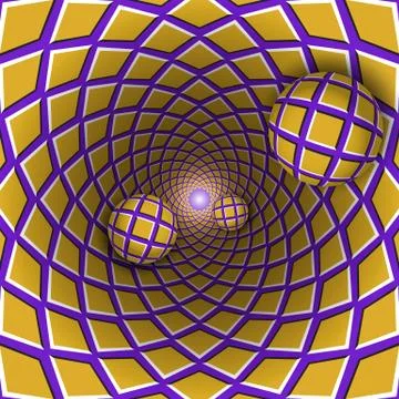 Visual illusion. Three balls are moving from hole Stock Illustration