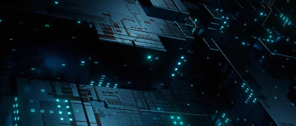 Visual Information Complexity Processing Data and Retrieval. 3D Rendering Foto stock