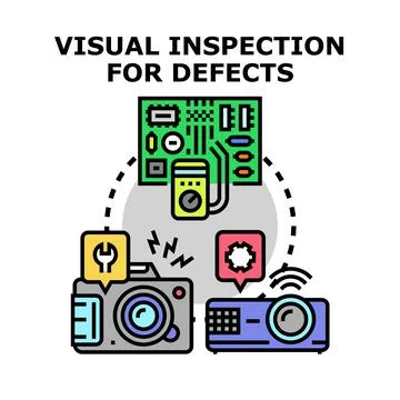 Visual inspection for defects detecting quality issues Stock Illustration