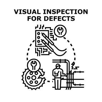 Visual inspection for defects quality control process Stock Illustration