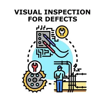 Visual inspection for defects quality control process Stock Illustration