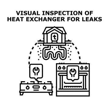 Visual inspection detecting appliance heat exchanger problems Stock Illustration