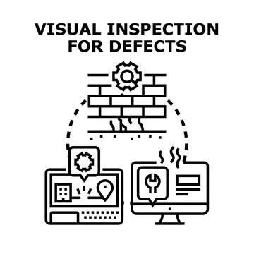 Visual inspection detecting defects and engineering problems Illustrazione stock