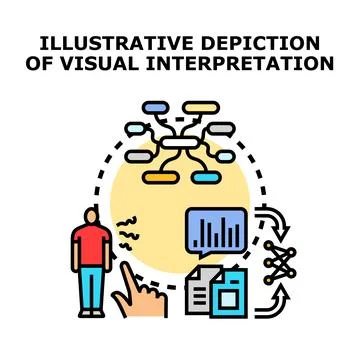 Visual interpretation process illustrating data analysis and understanding Stock Illustration