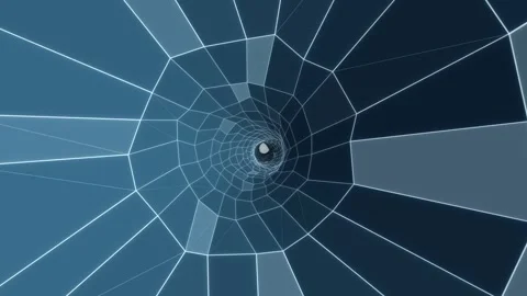 Visual journey through a geometric tunnel with glowing lines Stock Footage 336995396