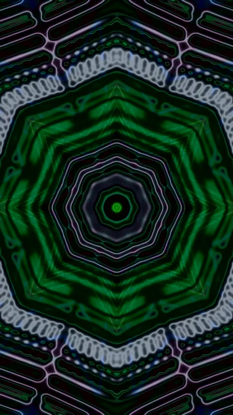 Visual journey through a vibrant tunnel of green geometric patterns looping.. Stock Footage 321567176