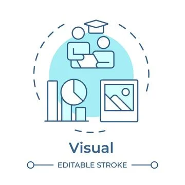 Visual lerners soft blue concept icon Stock Illustration