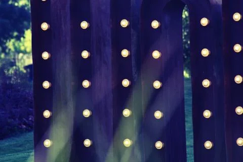 Visual lighting with small lamp domes in the fairy garden of Miskolc Stock Photos