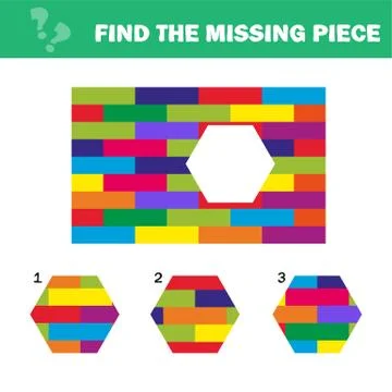 Visual logic puzzle. Find missing piece - Puzzle game for Children. Stock Illustration