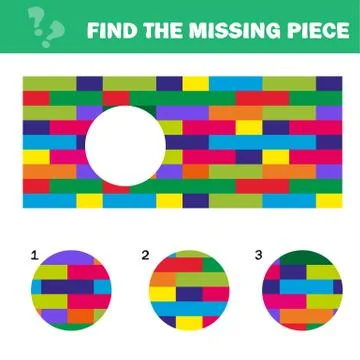 Visual logic puzzle. Find missing piece - Puzzle game for Children. Stock Illustration