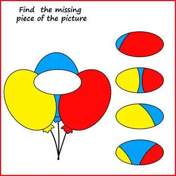 Visual logic puzzle: Find missing piece - Puzzle game for kids. Worksheet for Stock Illustration
