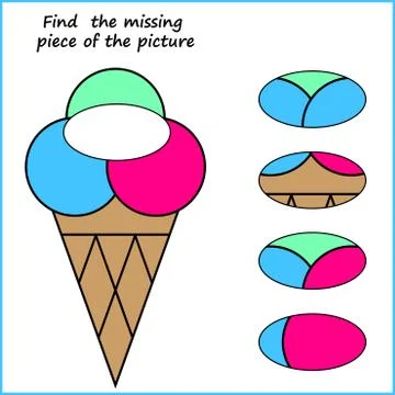 Visual logic puzzle: Find missing piece - Puzzle game for kids. Worksheet for Stock Illustration
