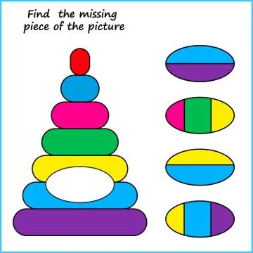 Visual logic puzzle: Find missing piece - Puzzle game for kids. Worksheet for Stock Illustration