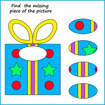 Visual logic puzzle: Find missing piece - Puzzle game for kids. Worksheet for Illustrazione stock