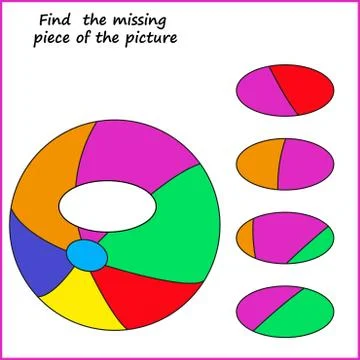 Visual logic puzzle: Find missing piece - Puzzle game for kids. Worksheet for Stock Illustration